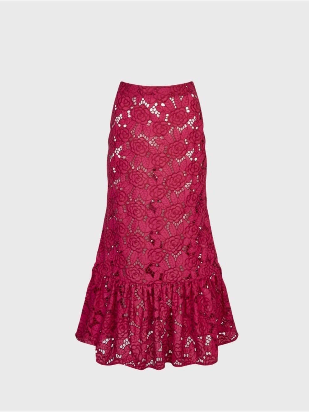 Designer Womens Lace Mermaid Hem Skirt - Berry